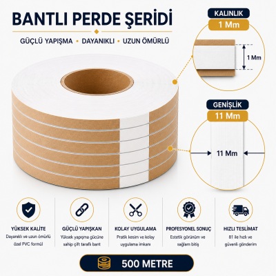 500 Metre Bantlı Perde Şeridi 1x11 mm