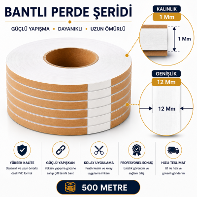 500 Metre Bantlı Perde Şeridi 1x12 mm
